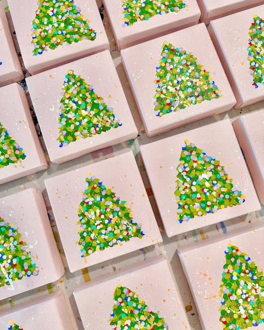 Confetti Christmas Tree- Light Pink Canvas