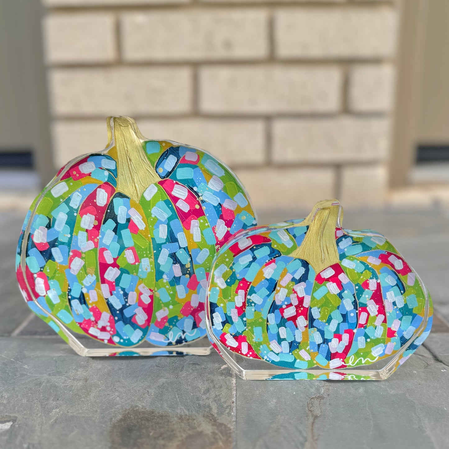 Confetti Pumpkin Acrylic Block (Colorful)