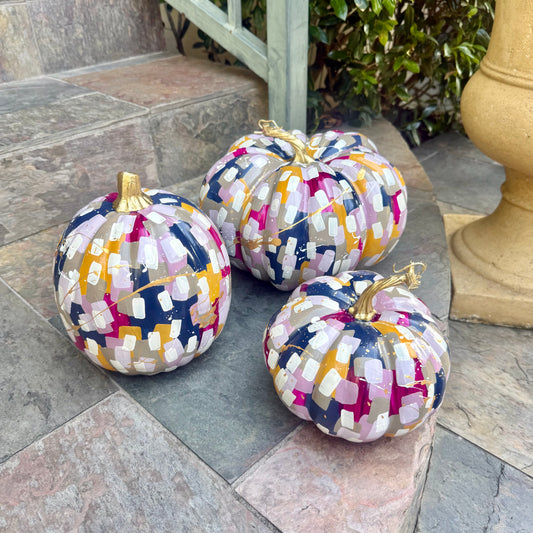 Large Wide Purple & Navy Pumpkin