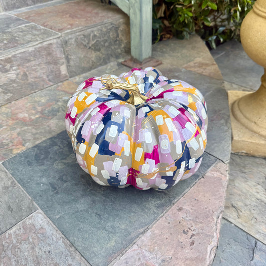 Large Wide Purple & Navy Pumpkin