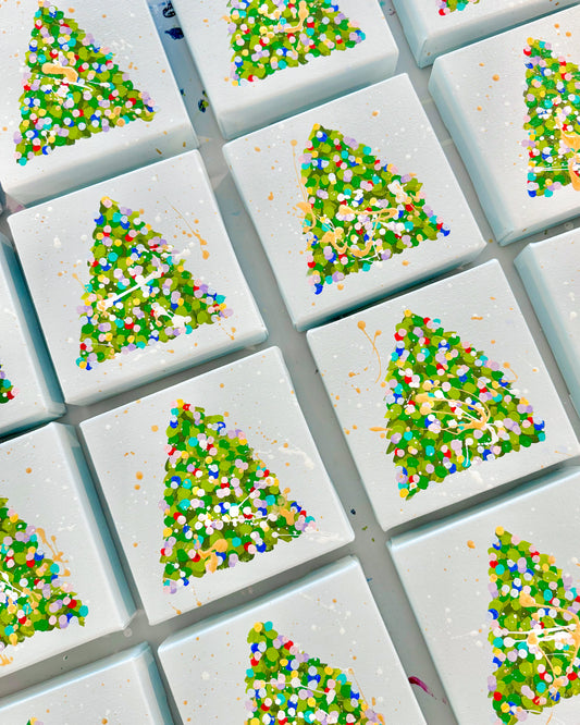 Confetti Christmas Tree- Light Blue Canvas
