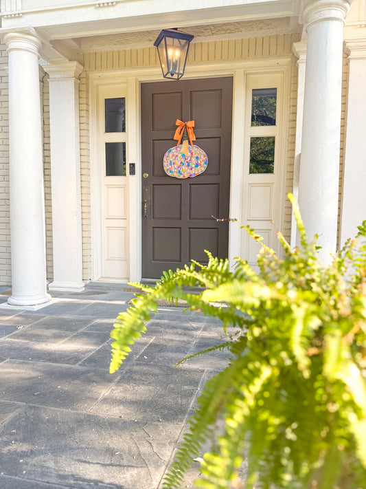 Confetti Pumpkin Door Sign