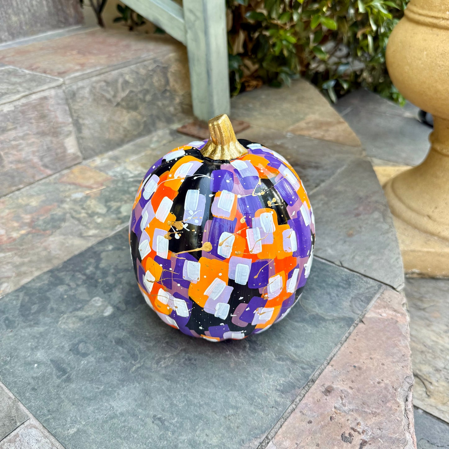 Small Round Orange & Black Pumpkin