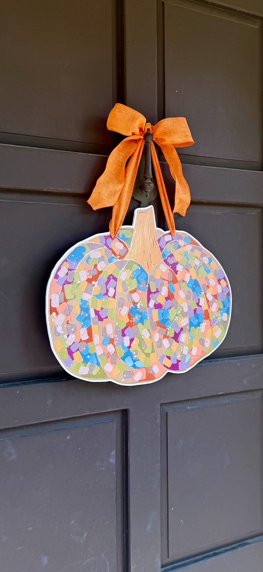 Confetti Pumpkin Door Sign