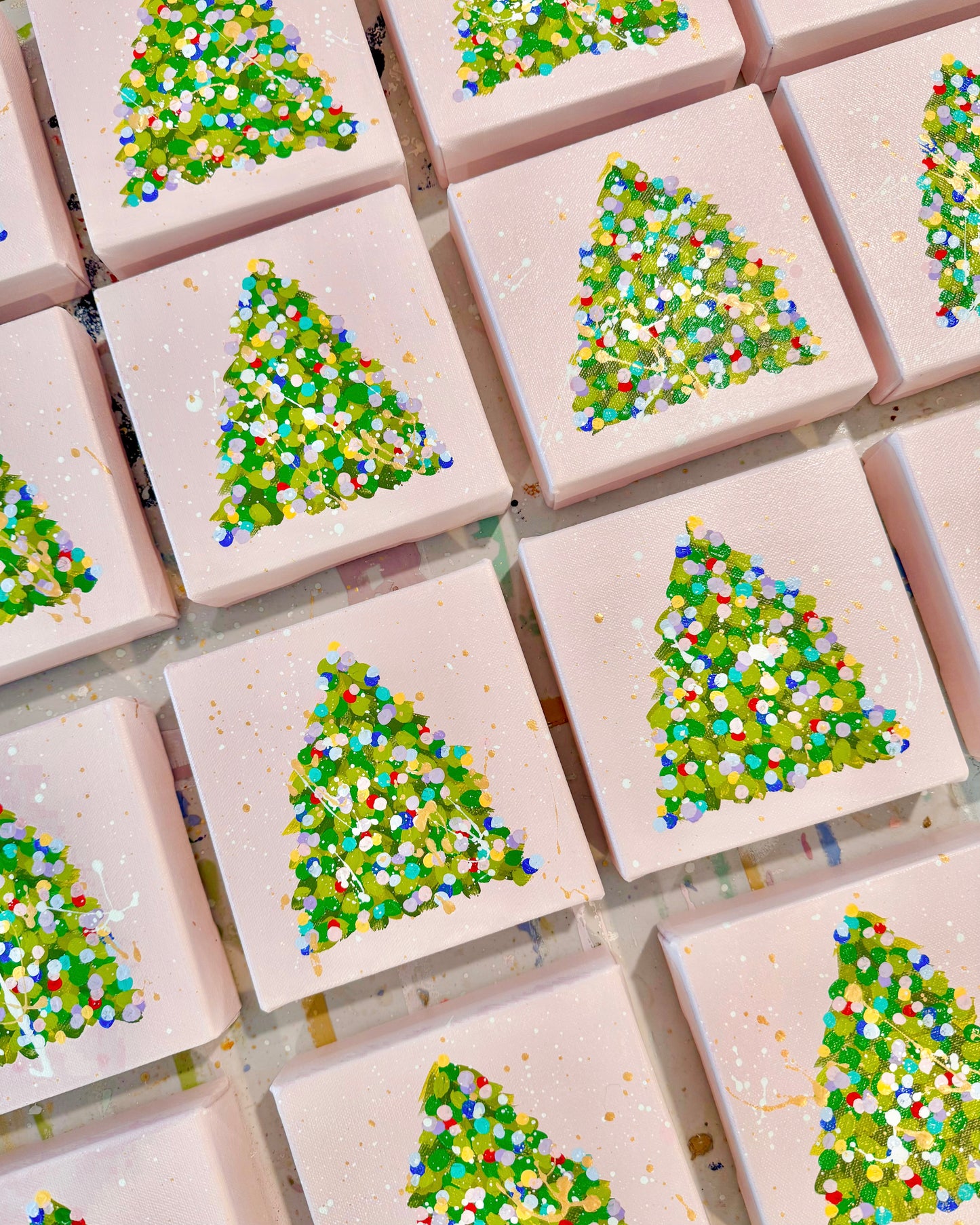 Confetti Christmas Tree- Light Pink Canvas