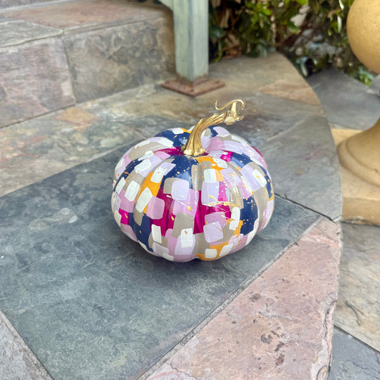 Small Wide Purple & Navy Pumpkin