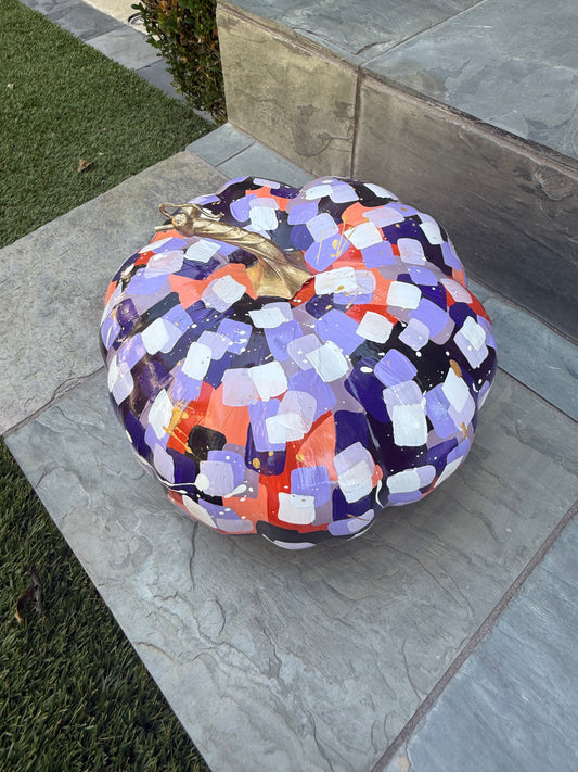 Large Wide Purple & Orange Pumpkin