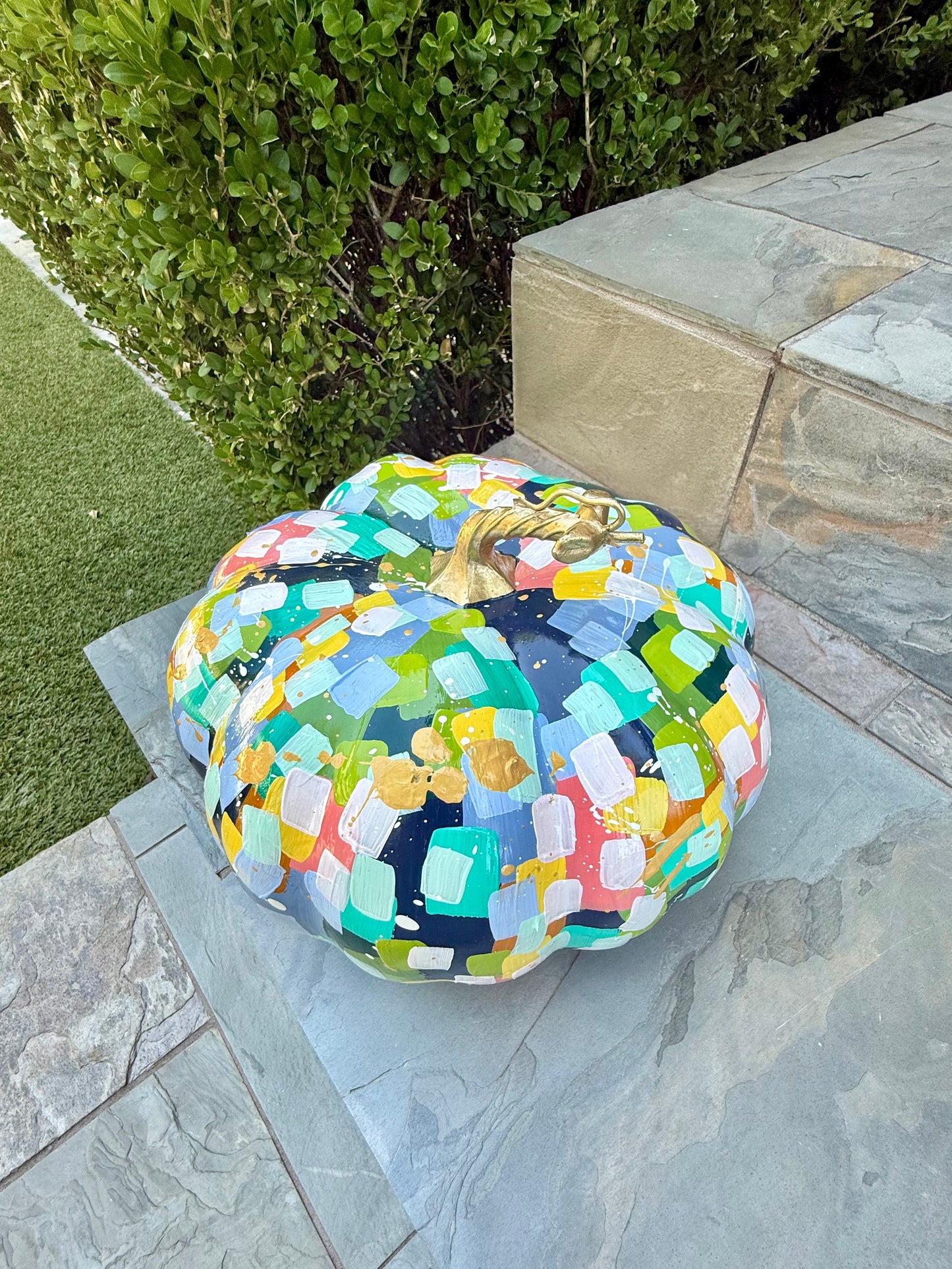 Large Wide Colorful Pumpkin