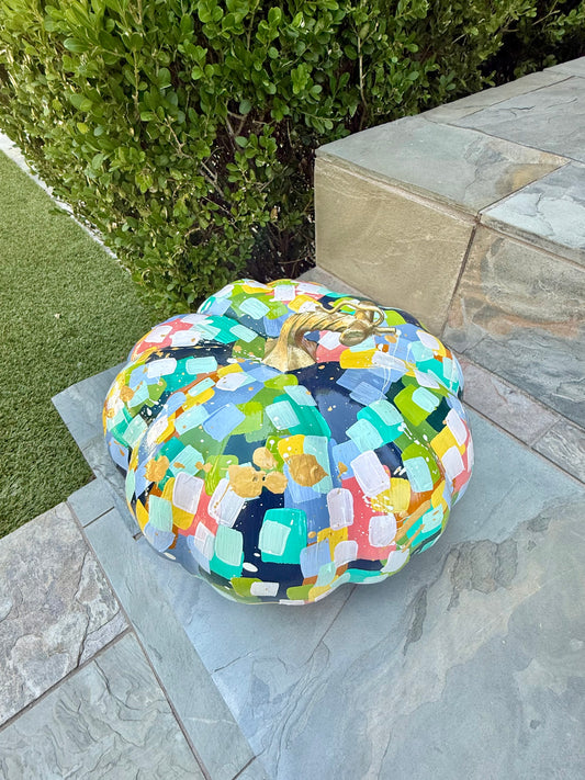 Large Wide Colorful Pumpkin