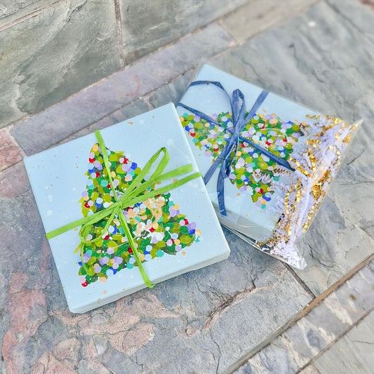 Confetti Christmas Tree- Light Blue Canvas