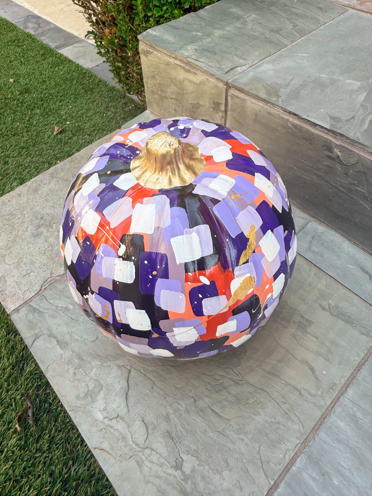 Large Round Purple & Orange Pumpkin
