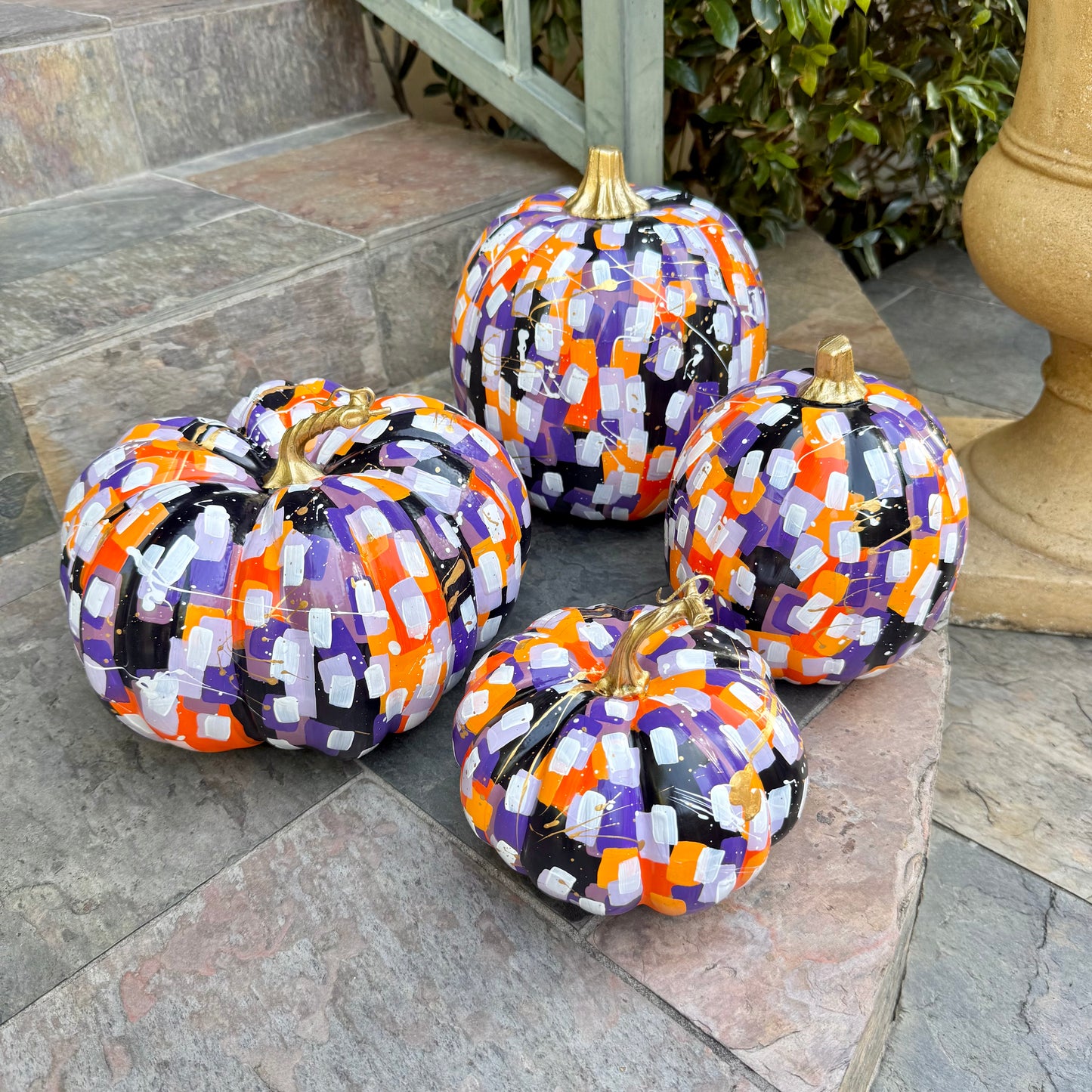Large Round Black & Orange Confetti Pumpkin