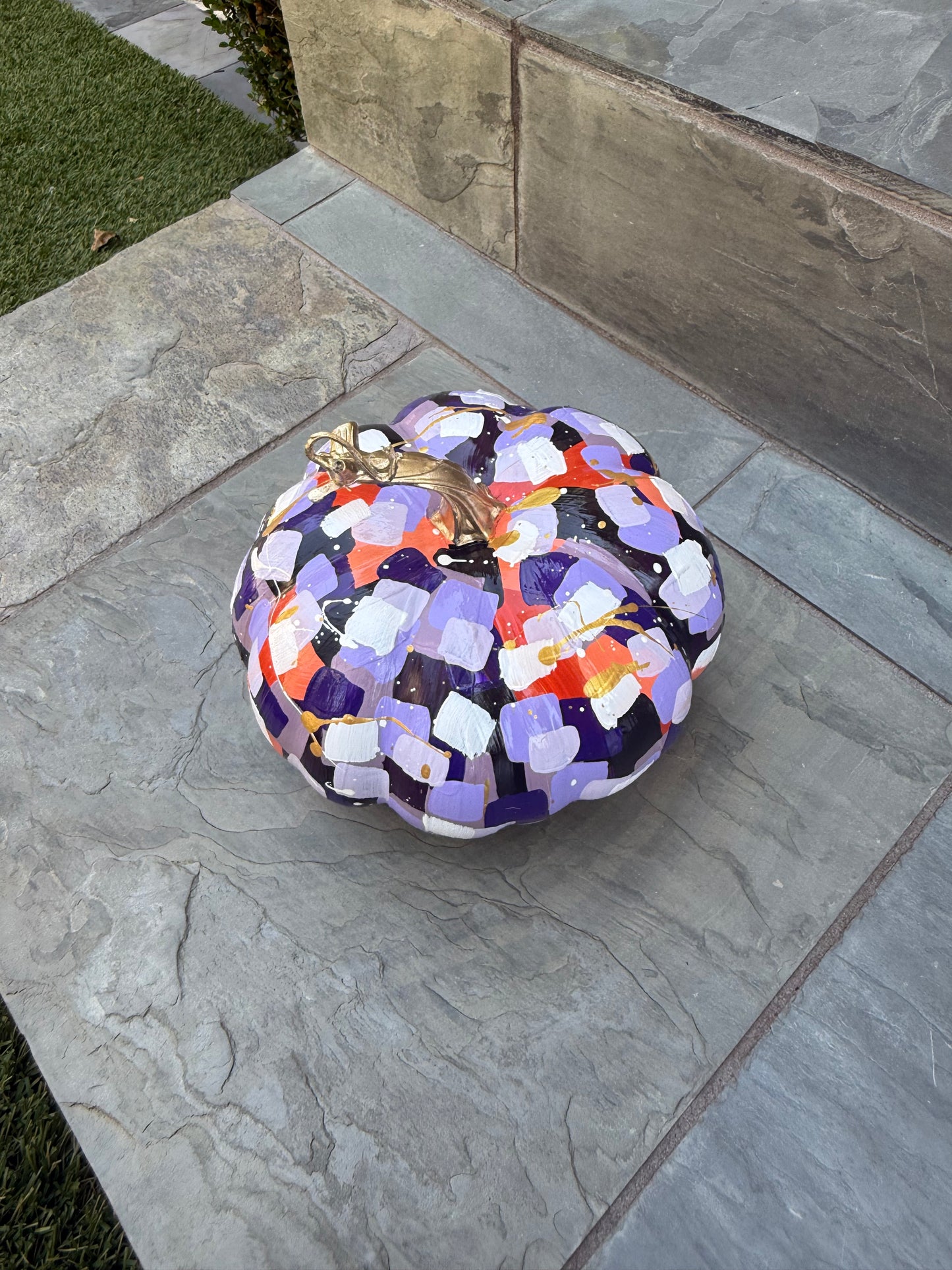 Small Wide Purple & Orange Pumpkin