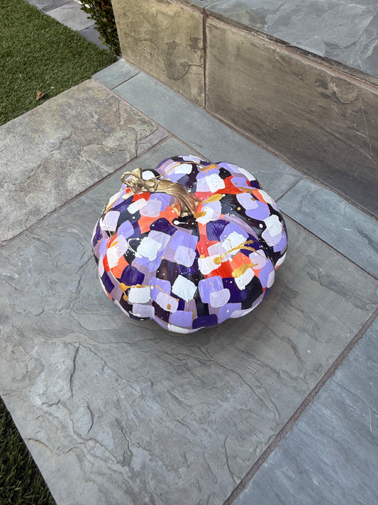 Small Wide Purple & Orange Pumpkin
