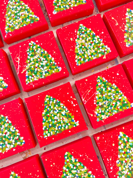 Confetti Christmas Tree- Christmas Red Canvas
