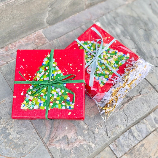 Confetti Christmas Tree- Christmas Red Canvas