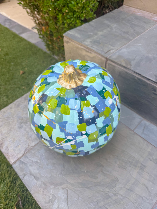 Large Round Blue & Green Pumpkin