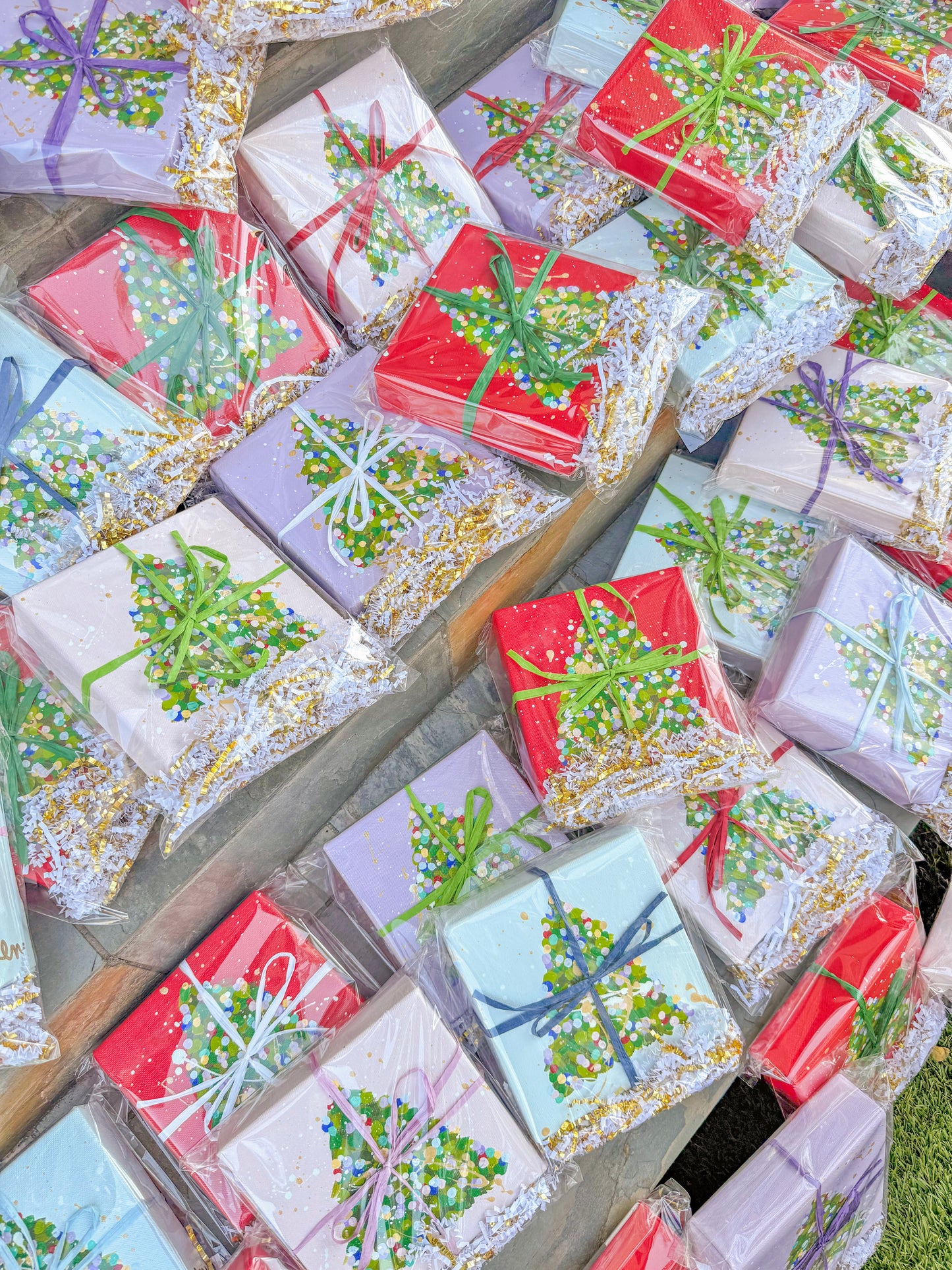 Confetti Christmas Tree- Light Blue Canvas