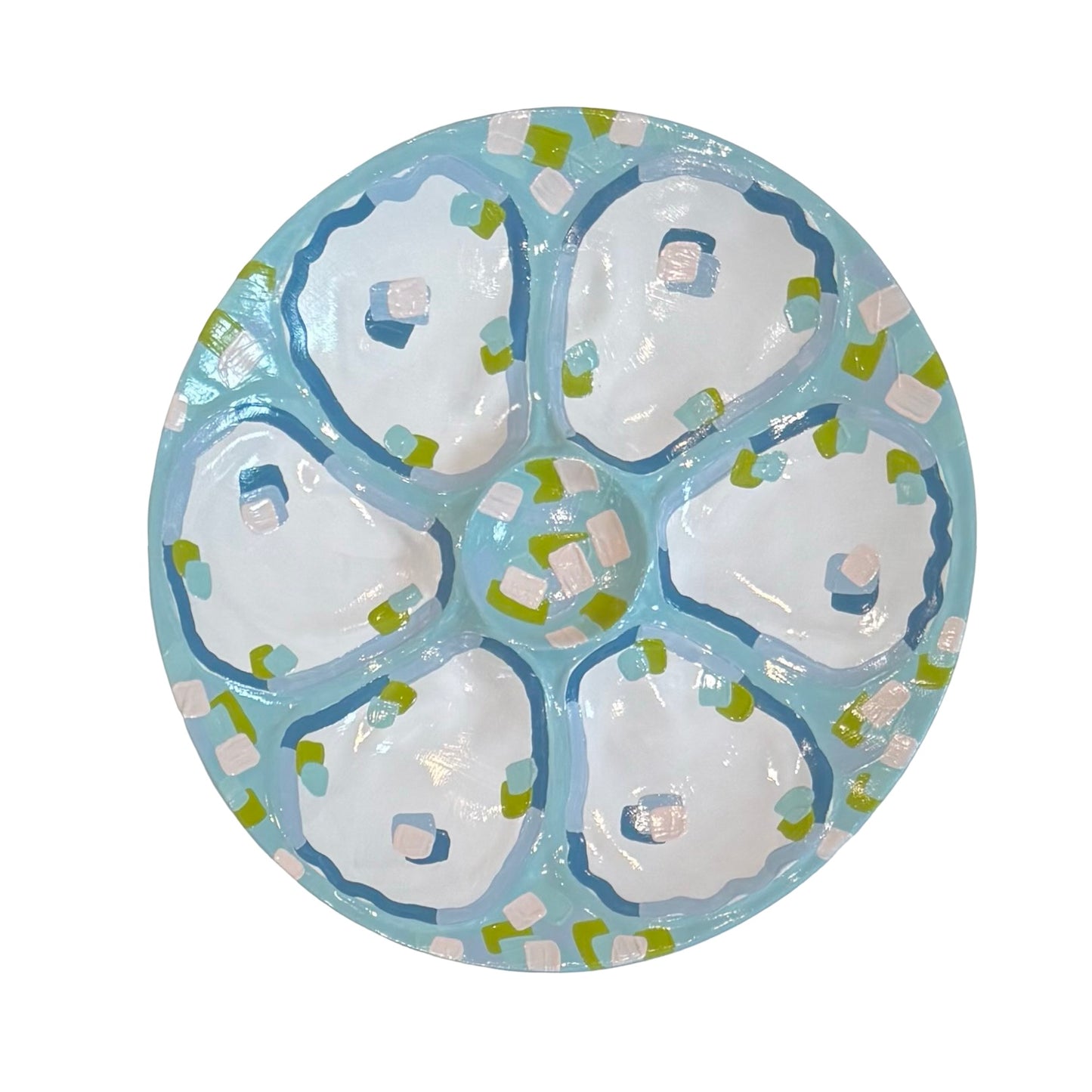“Confetti Coast Oyster Plate- Blue”