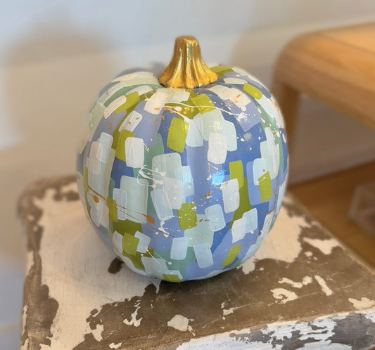 Large Round Blue & Green Pumpkin