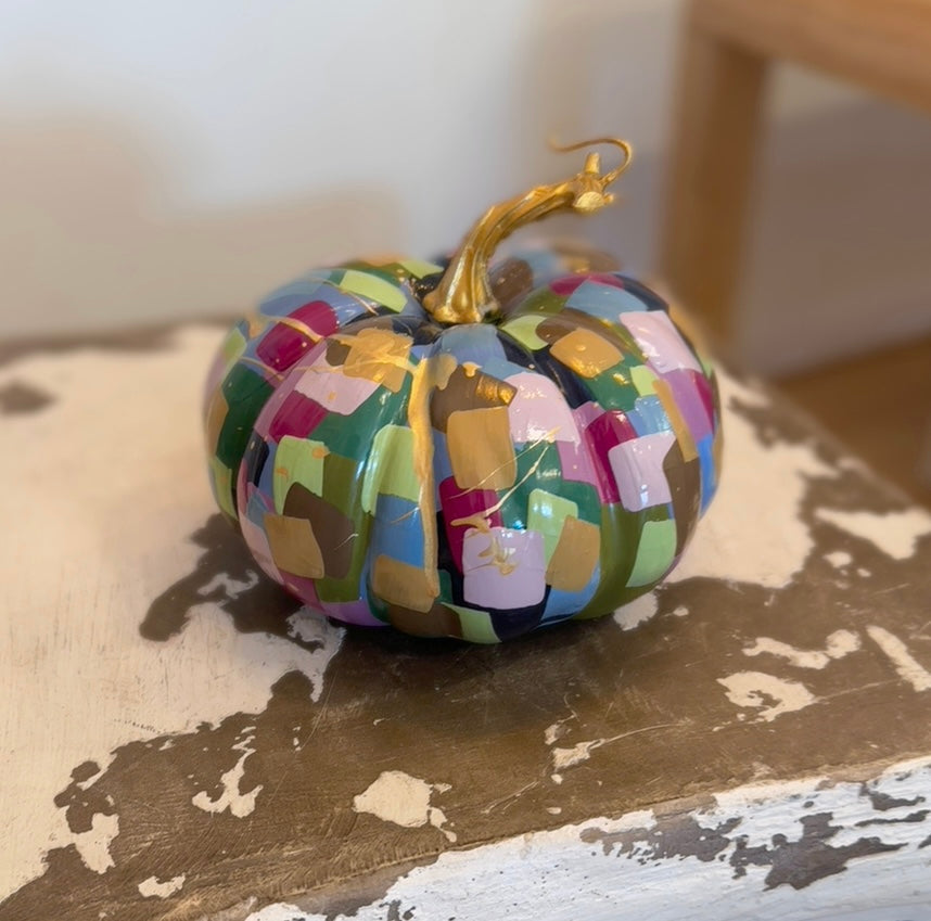 Small Wide Jewel Tone Pumpkin