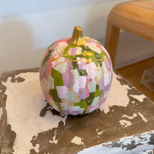 Small Round Pink & Green Pumpkin